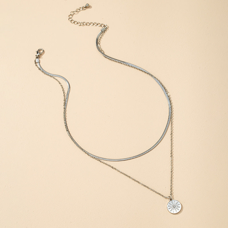 Double-Layer Simple Necklace with Metal Details - Vienna Verve Collection