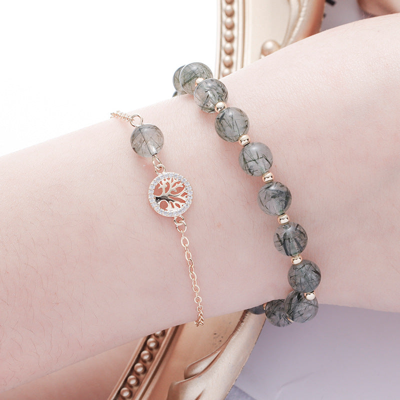 Crystal Life Tree Sterling Silver Bracelet