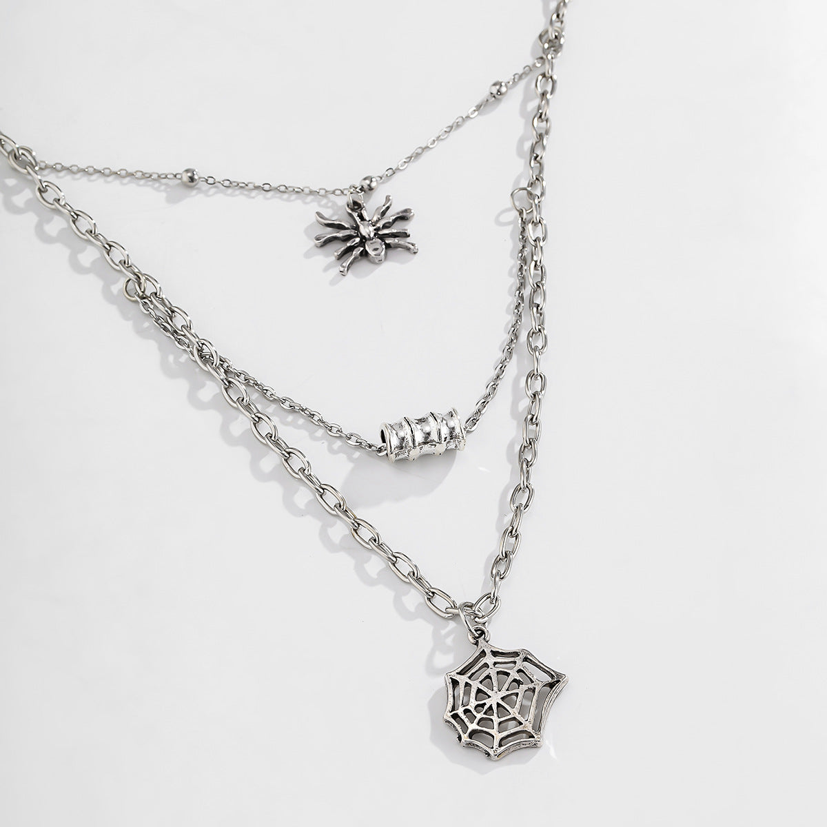 Planderful Vienna Verve Spider Web Necklace For Women Personalized Multi Layer Tassel Geometric Hollow Pendant