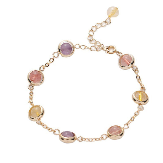 Colorful Rainbow Crystal Bracelet with Sterling Silver Details