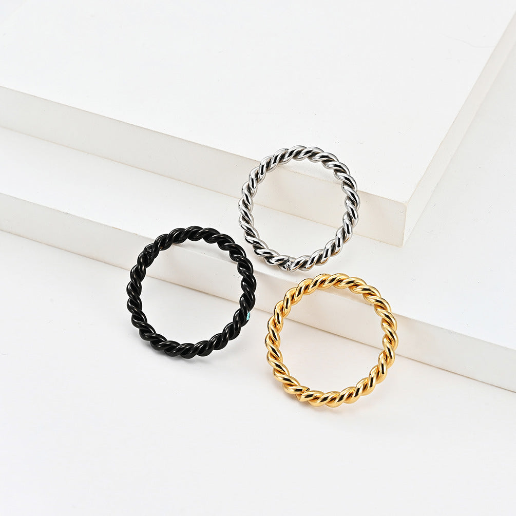 Steel Ring – Elegant Twist Design
