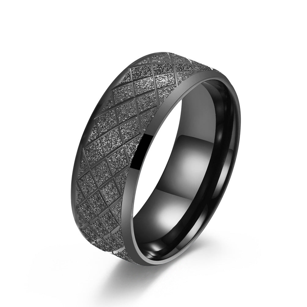 Simple Style New Rhombus Line Matte Hipster Ring for Men and Women