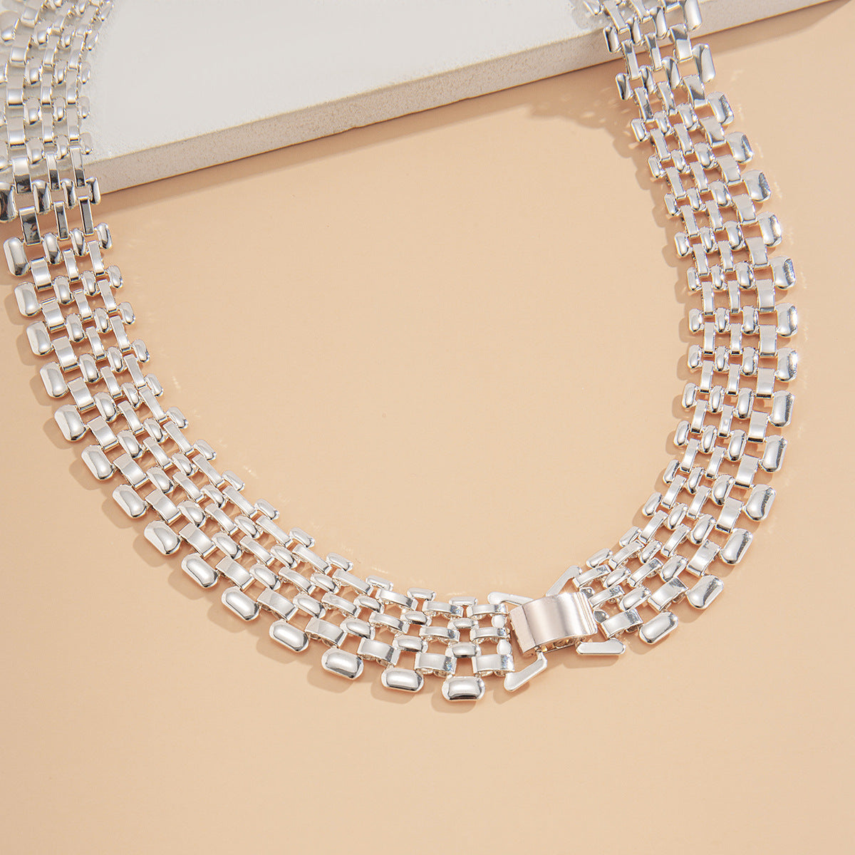 Handwoven Hollow Square Chain Necklace