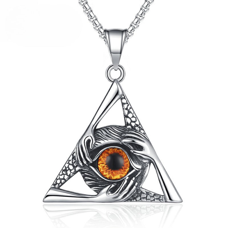 Stainless Steel Necklace - Vintage Punk Devil Eye Pendant for Everyday Wear and Gift Idea