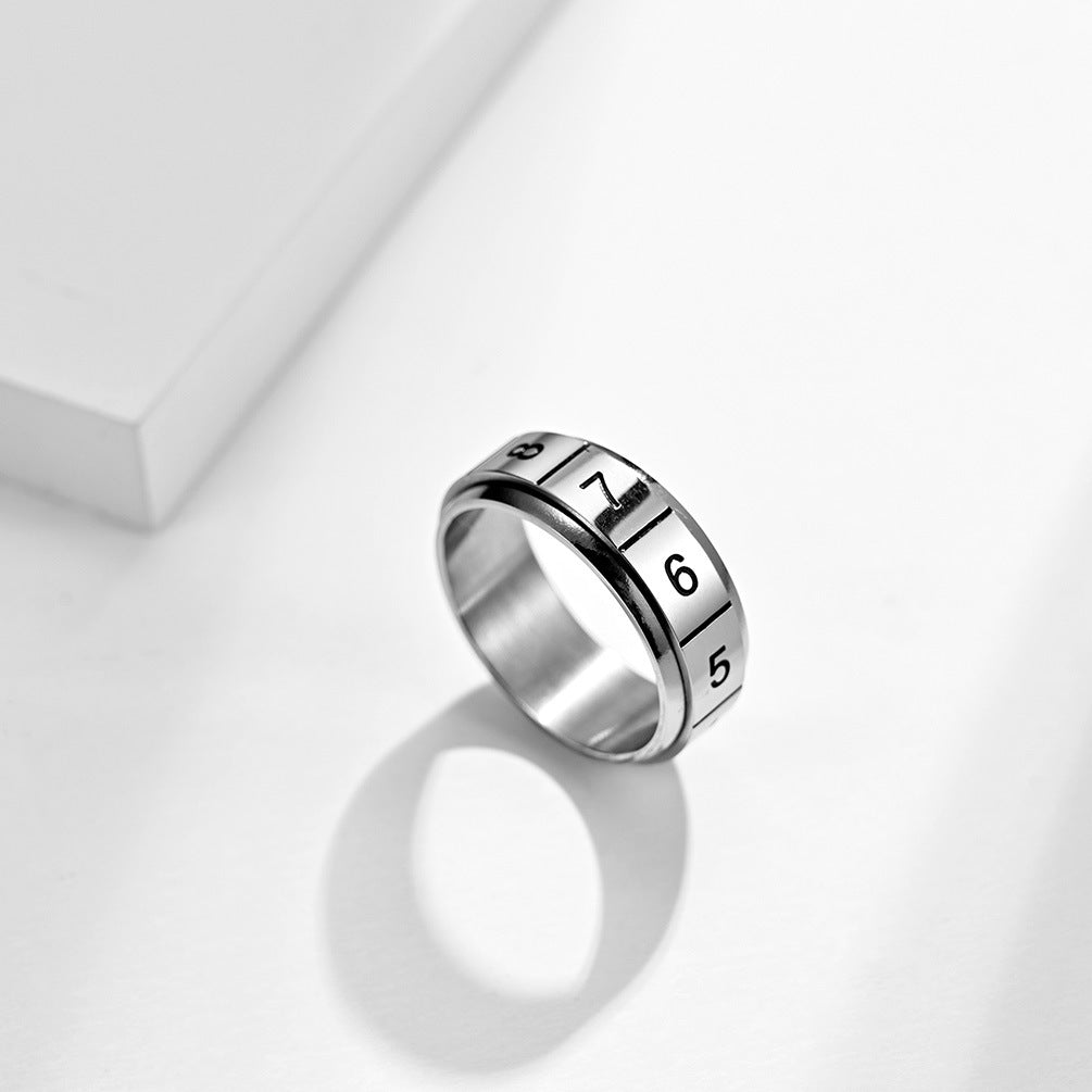 Digital Rotatable Ring – Stress-Relief Rotating Stainless Steel Arabic Digital