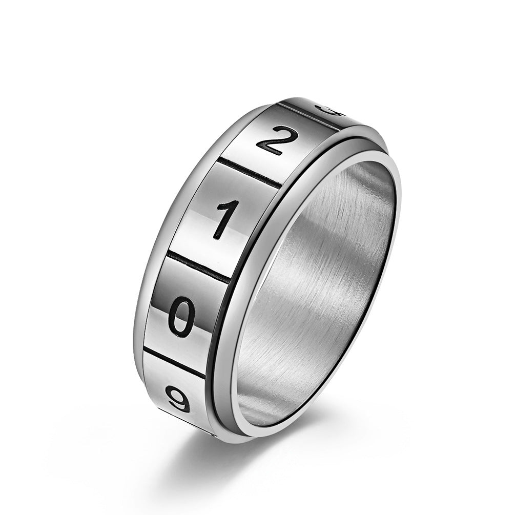 Digital Rotatable Ring – Stress-Relief Rotating Stainless Steel Arabic Digital