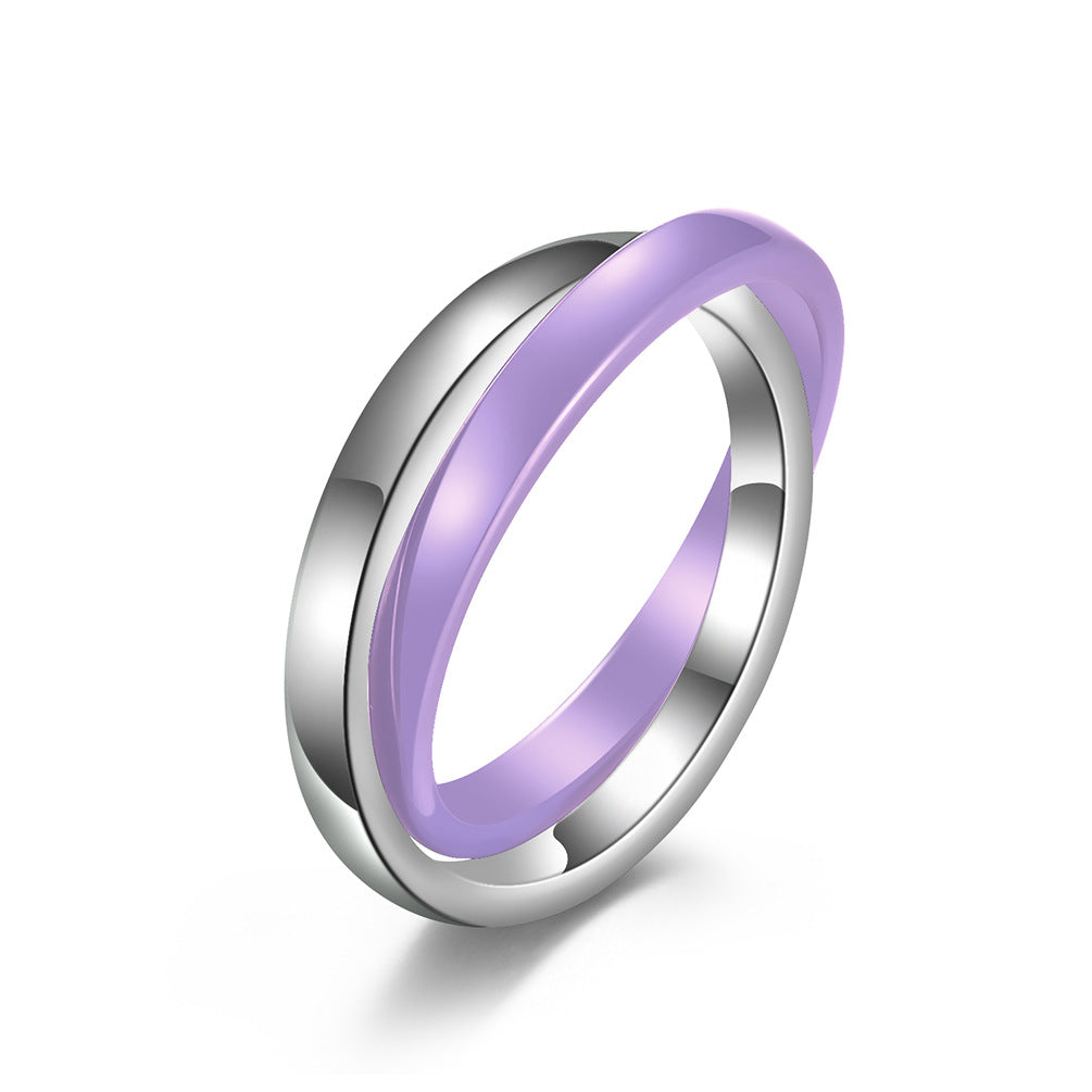 Stainless Steel Buckle Ceramic Double Ring Double – Cross Two-Color