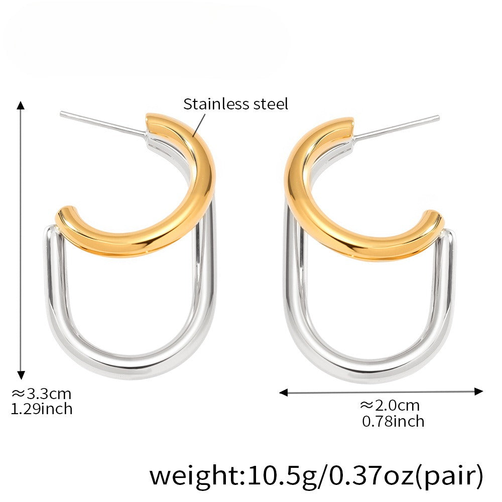 Planderful Ladies Genie Double Layer C Shaped Earrings 18K