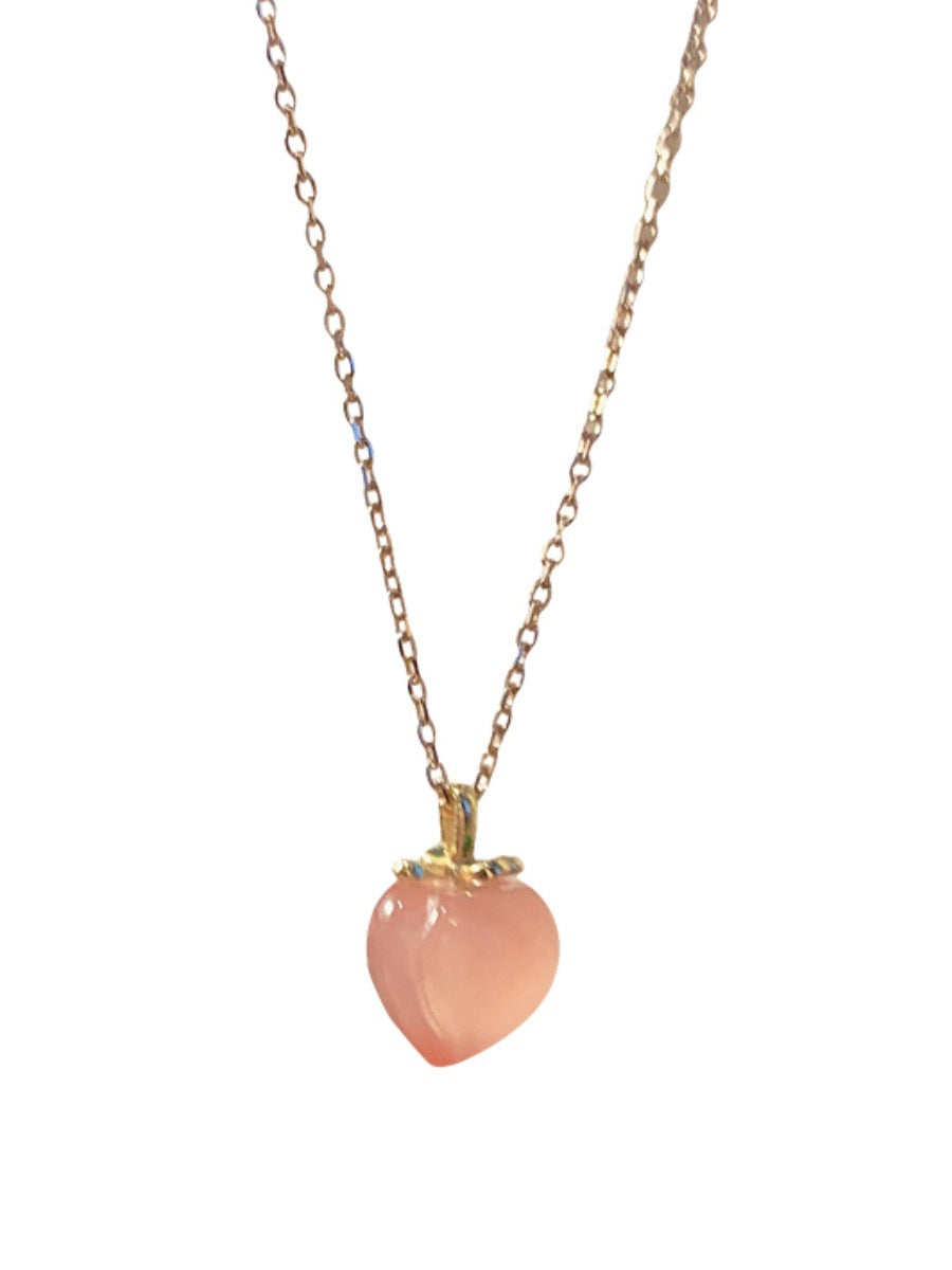 Red Agate Peach Pendant Necklace