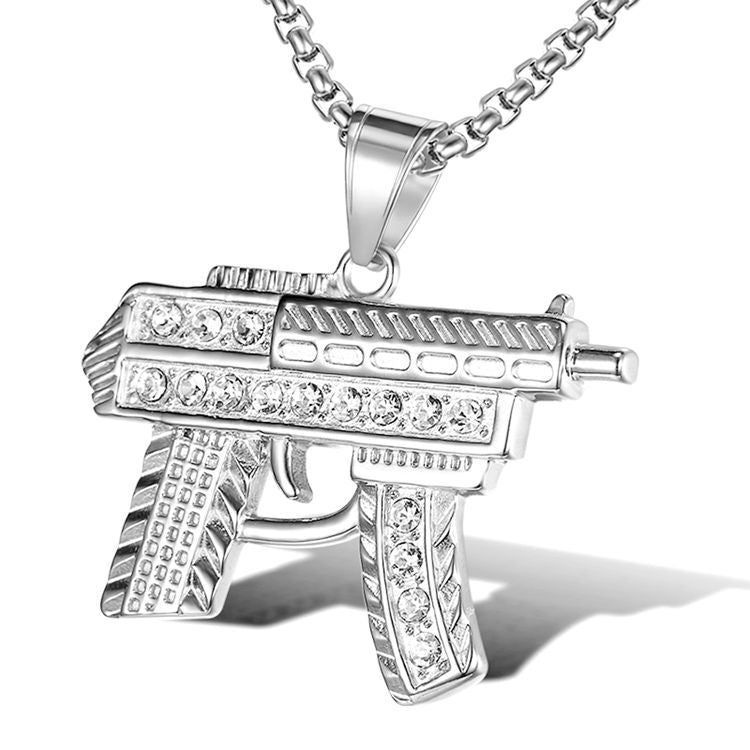 Steel Necklace - Statement Submachine Gun Pendant