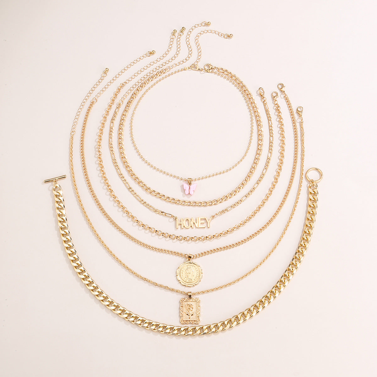 Planderful Vienna Verve Personalized Geometric Portrait Necklace For Women With Bold Butterfly Fringe Statement