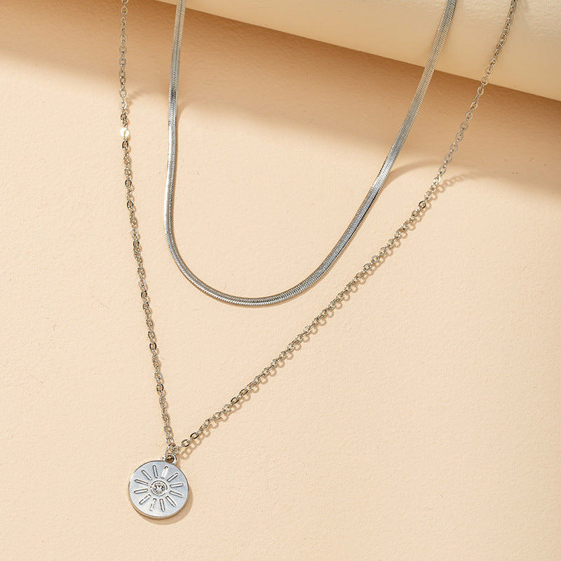 Double-Layer Simple Necklace with Metal Details - Vienna Verve Collection