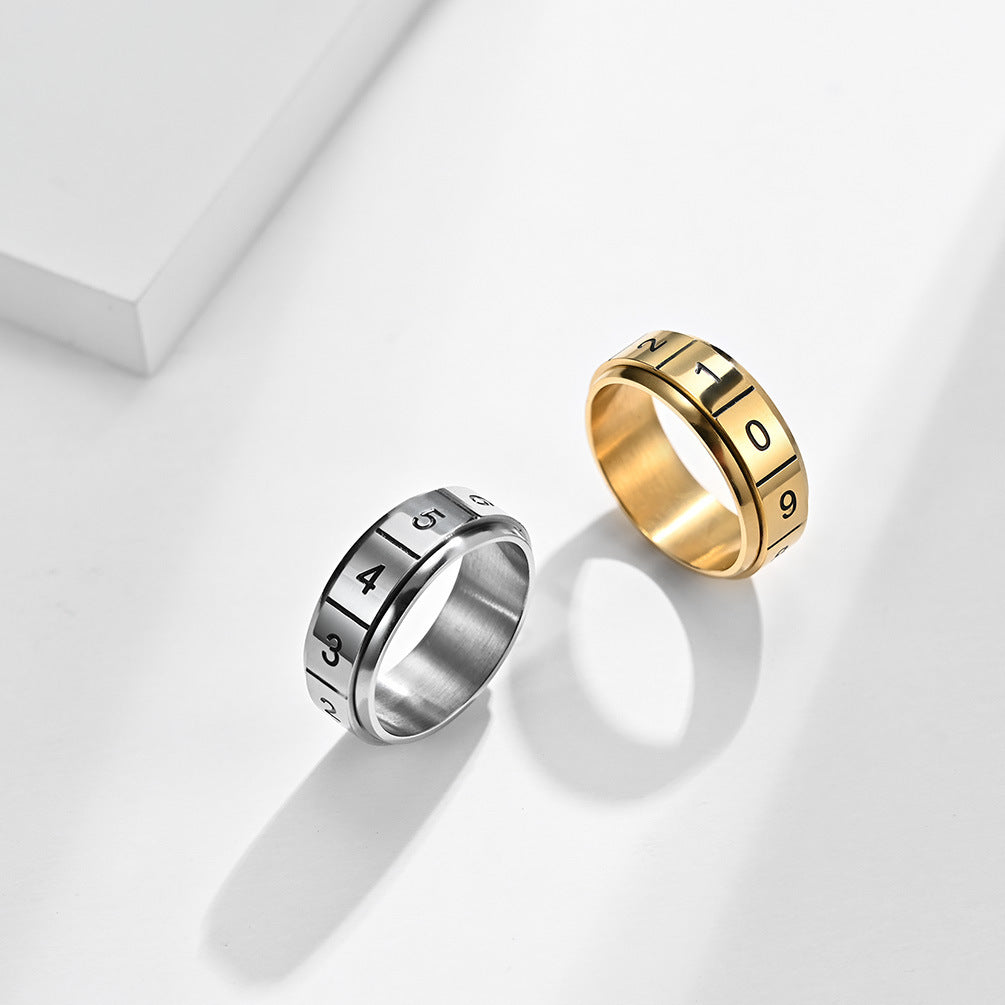 Digital Rotatable Ring – Stress-Relief Rotating Stainless Steel Arabic Digital