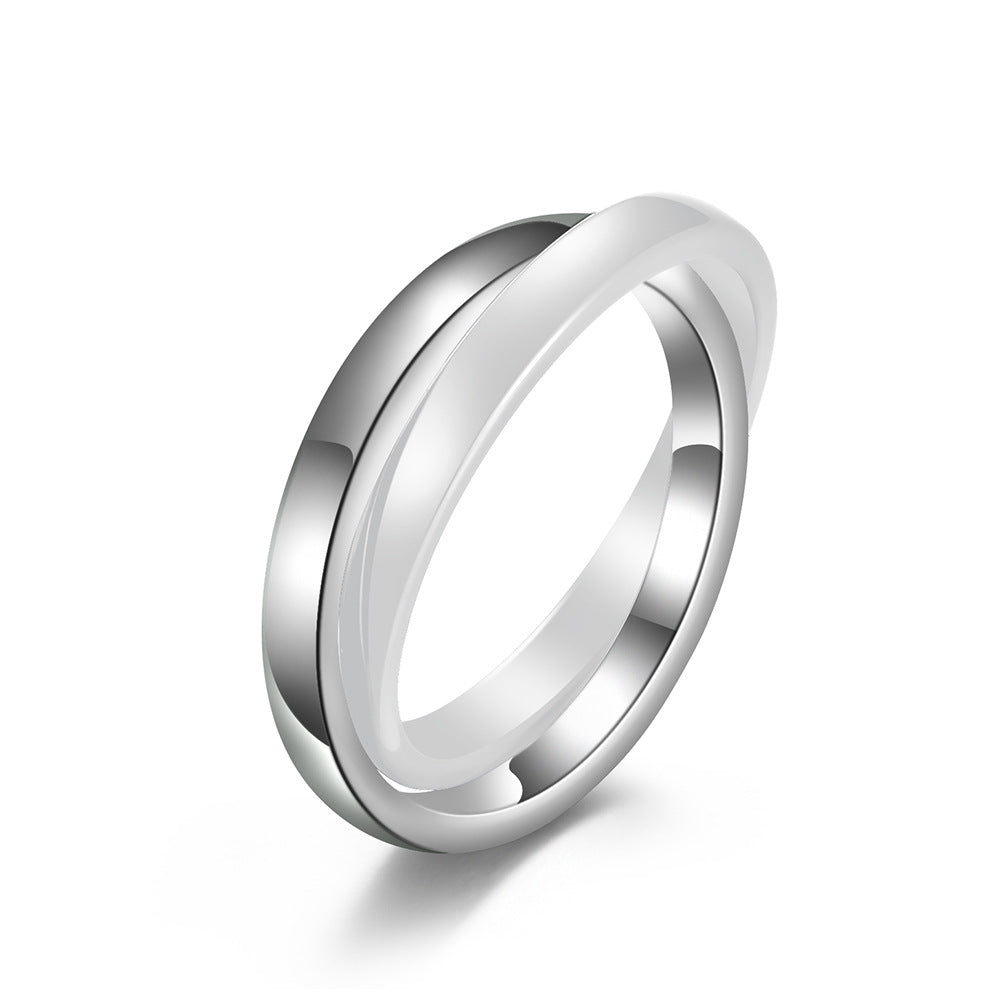 Stainless Steel Buckle Ceramic Double Ring Double – Cross Two-Color
