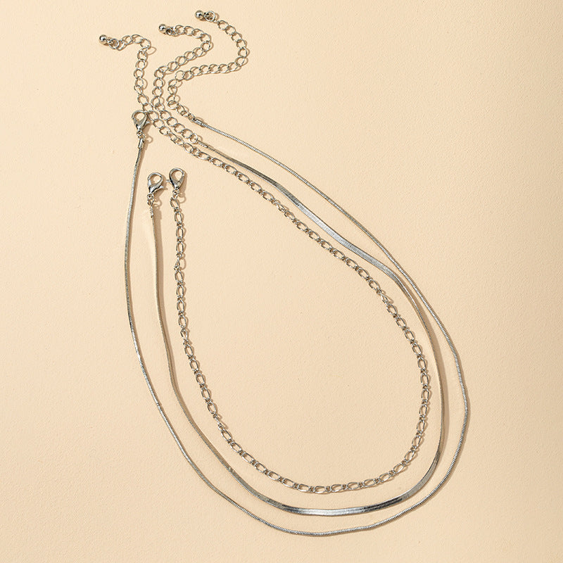 European Chic Triple Chain Necklace Set by Vienna Verve - Exquisite Metal Neckwear from Planderful
