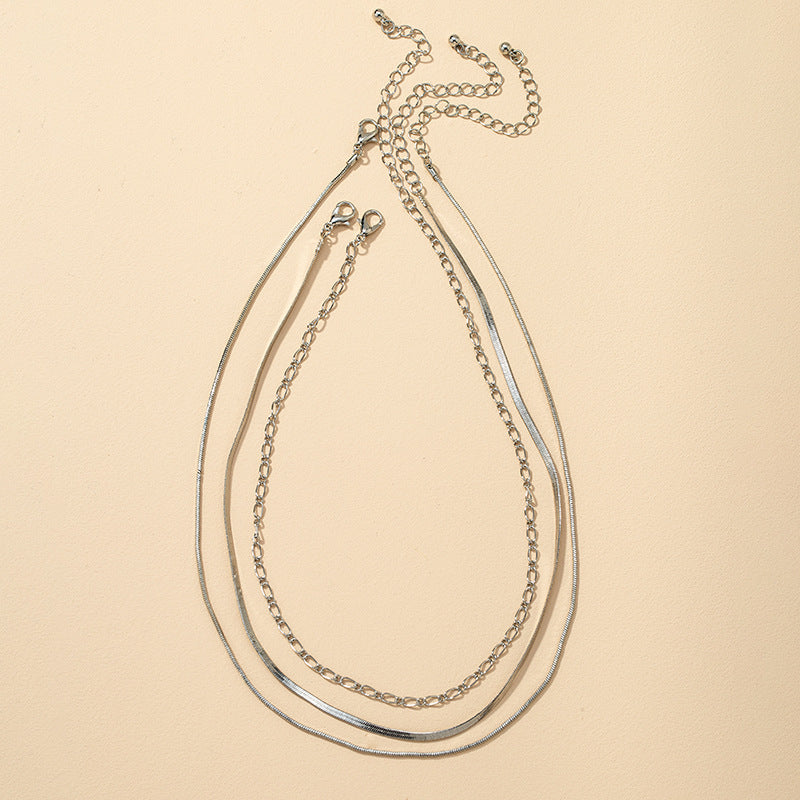 European Chic Triple Chain Necklace Set by Vienna Verve - Exquisite Metal Neckwear from Planderful