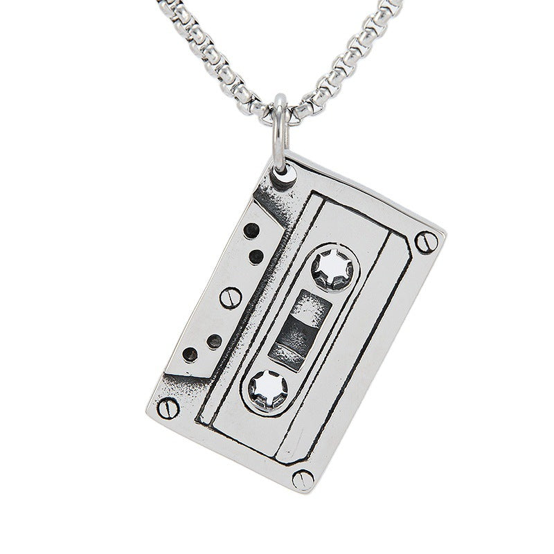 Planderful Vintage Cassette Tape Pendant Durable Titanium Steel Unisex Jewelry For Punk Rock Fans