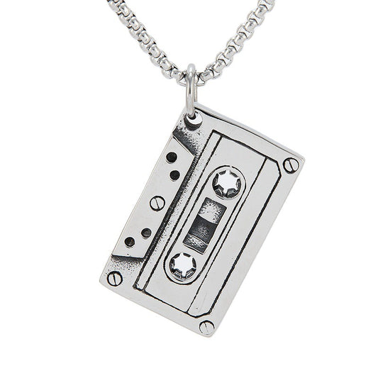 Planderful Vintage Cassette Tape Pendant Durable Titanium Steel Unisex Jewelry For Punk Rock Fans