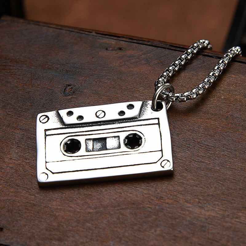 Planderful Vintage Cassette Tape Pendant Durable Titanium Steel Unisex Jewelry For Punk Rock Fans