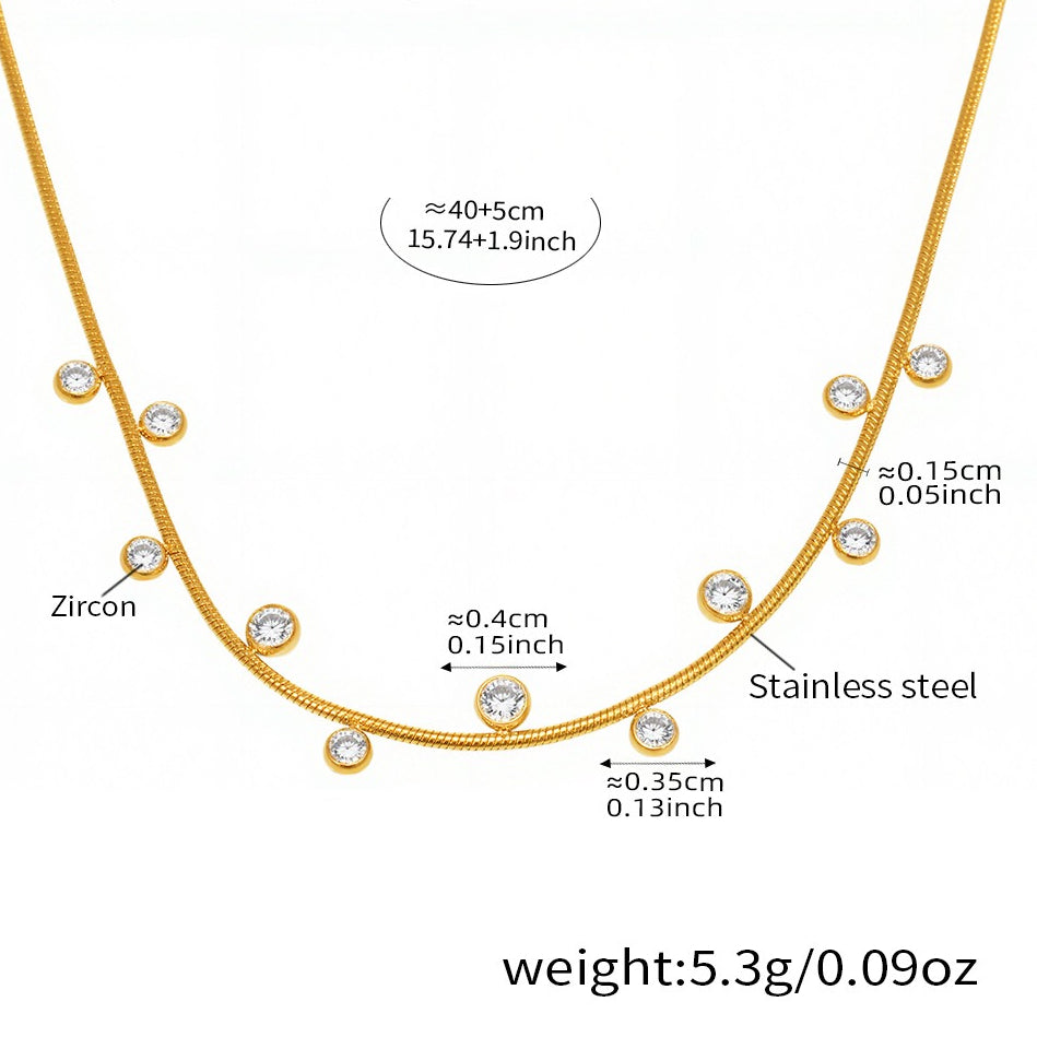 Planderful Zircon Collarbone Necklace Four Leaf Flower Women