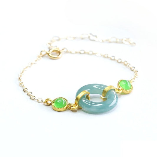 Blue Water Jadeite Peace Ring 16*3 mm Bracelet