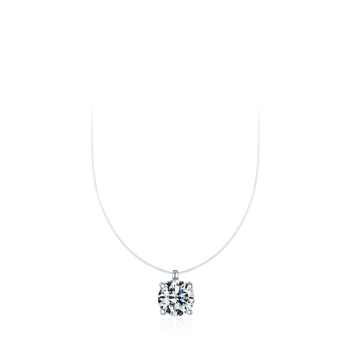 925 Sterling Silver D-Color Moissanite Floating Necklace