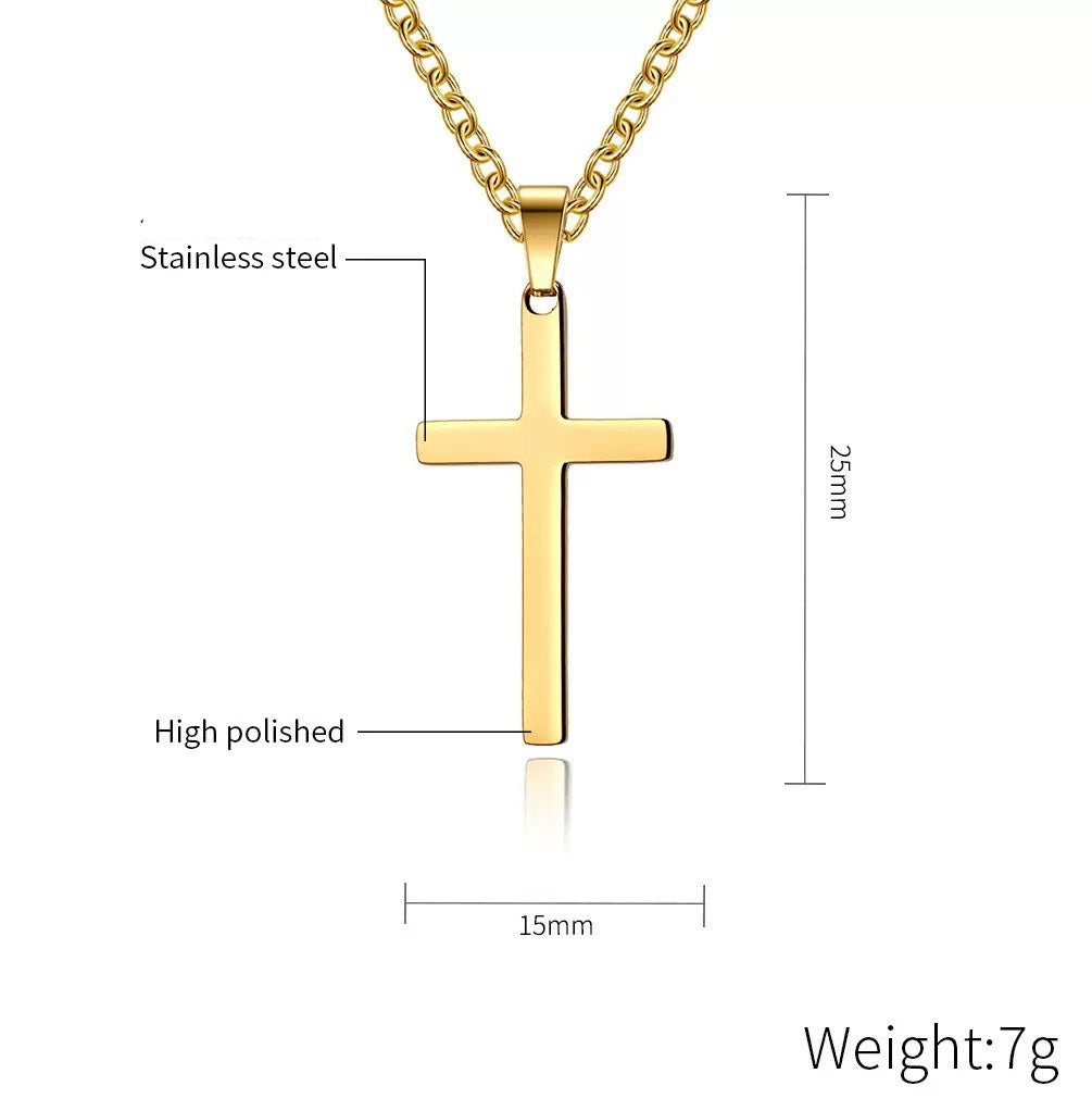 Planderful Gold Cross Necklace For Men Stainless Steel Pendant With Warm Tone Finish Durable Hip Hop Style Gift Idea