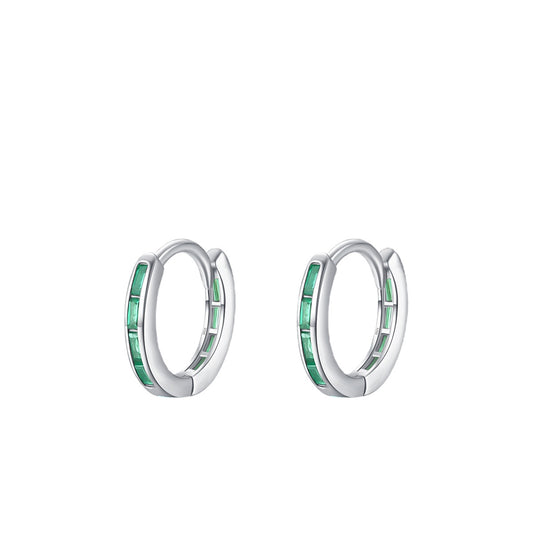 S925 Sterling Silver Elegant Green Zirconium Earrings for Women