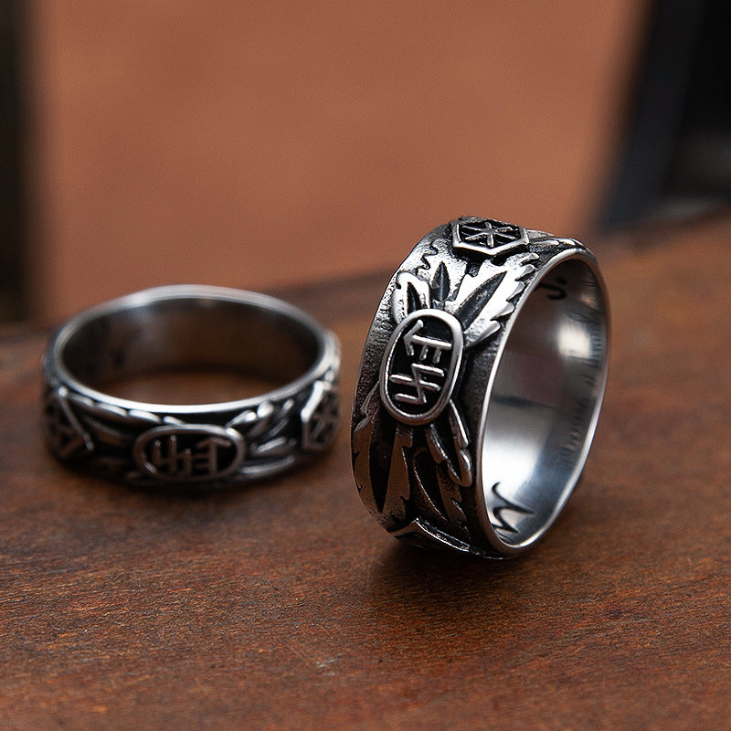 Planderful Skull Couple Ring Stainless Steel Men Unisex Cross Emblem Durable Protection Statement Jewelry
