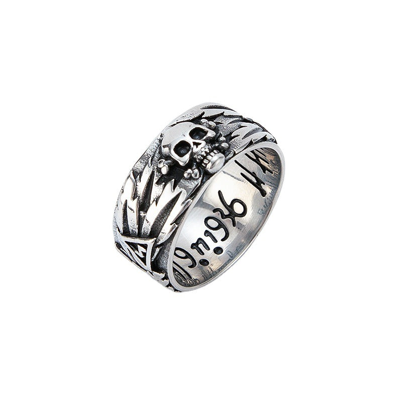 Planderful Skull Couple Ring Stainless Steel Men Unisex Cross Emblem Durable Protection Statement Jewelry