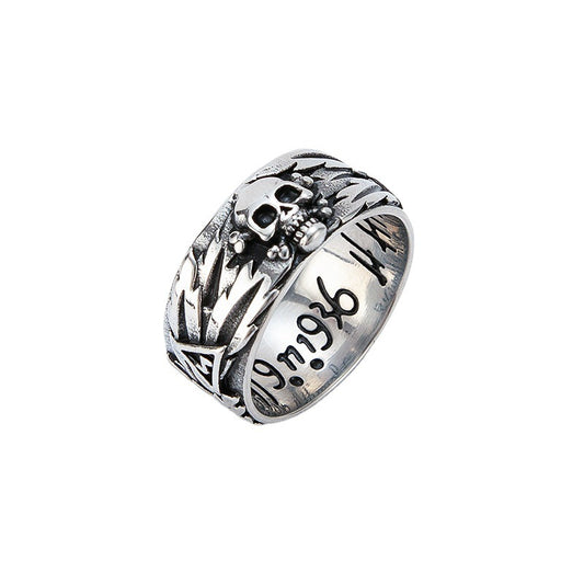 Planderful Skull Couple Ring Stainless Steel Men Unisex Cross Emblem Durable Protection Statement Jewelry