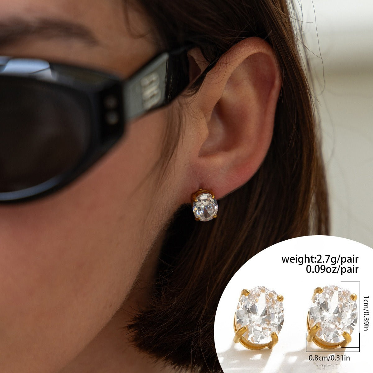 Planderful Vienna Verve Love Shaped Zircon Stainless Steel Stud Earrings For Daily Wear Fashion Lovers