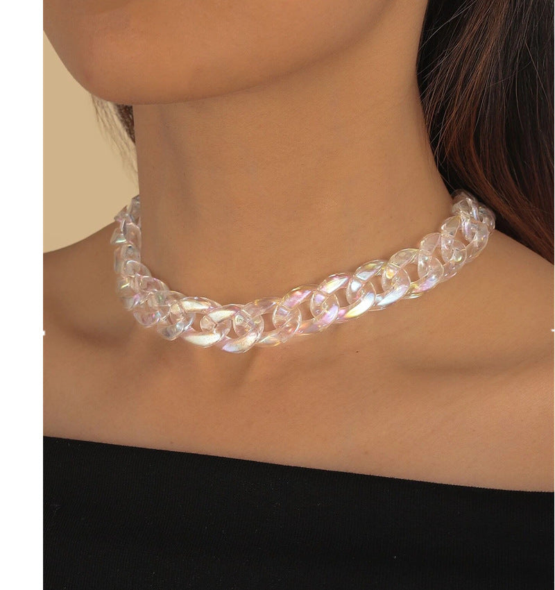 Cross-border Nightclubs AB Color Double Chain Clavicle Necklace