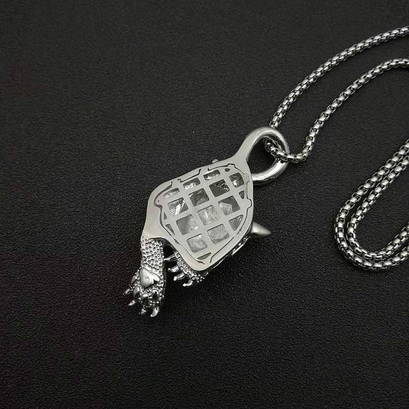 Planderful Leopard Head Pendant Necklace For Hip Hop Style Rhinestone Oil Drip Design Gold Plated Steel