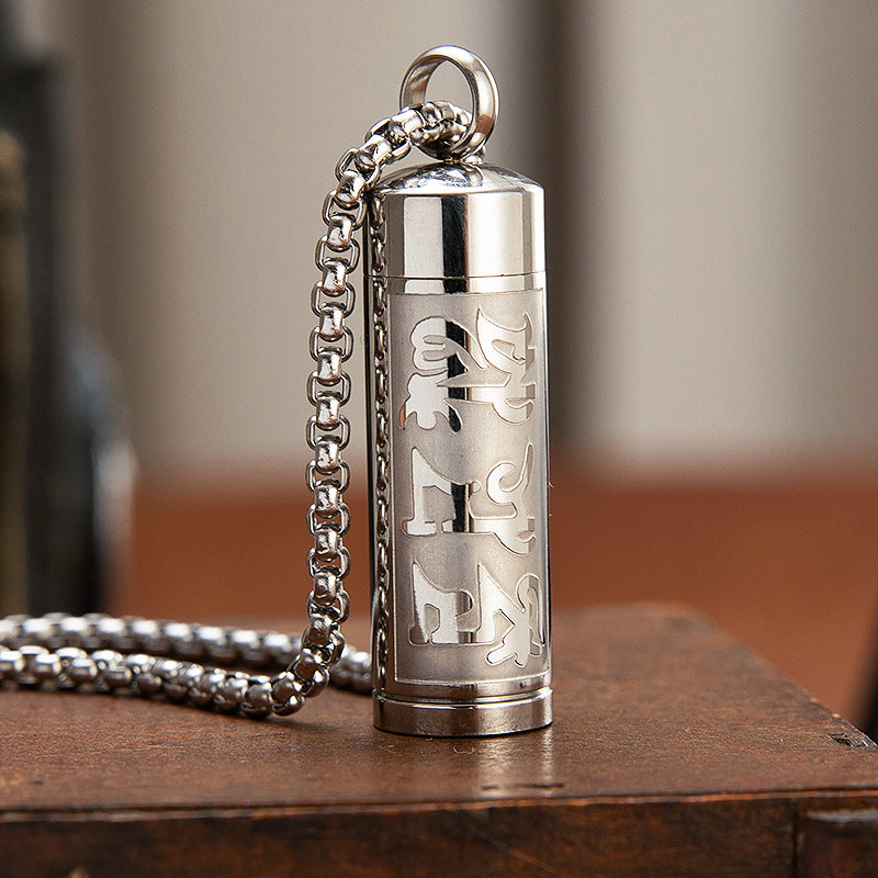 Tibetan Scripture Rune Pendant Box Necklace Openable For Unisex Spiritual Protection Planderful Everyday Genie