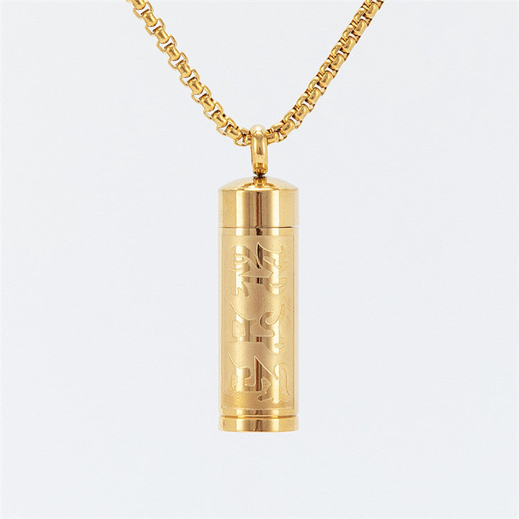 Tibetan Scripture Rune Pendant Box Necklace Openable For Unisex Spiritual Protection Planderful Everyday Genie