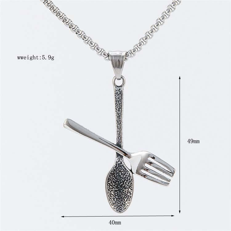 Planderful Titanium Spoon Fork Pendant For Unisex Hipster Tableware Durable Statement Jewelry