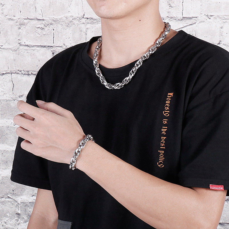 Stylish Japan and Korea Street Trend Men's Multifunctional Necklace and Bracelet in Stainless Steel