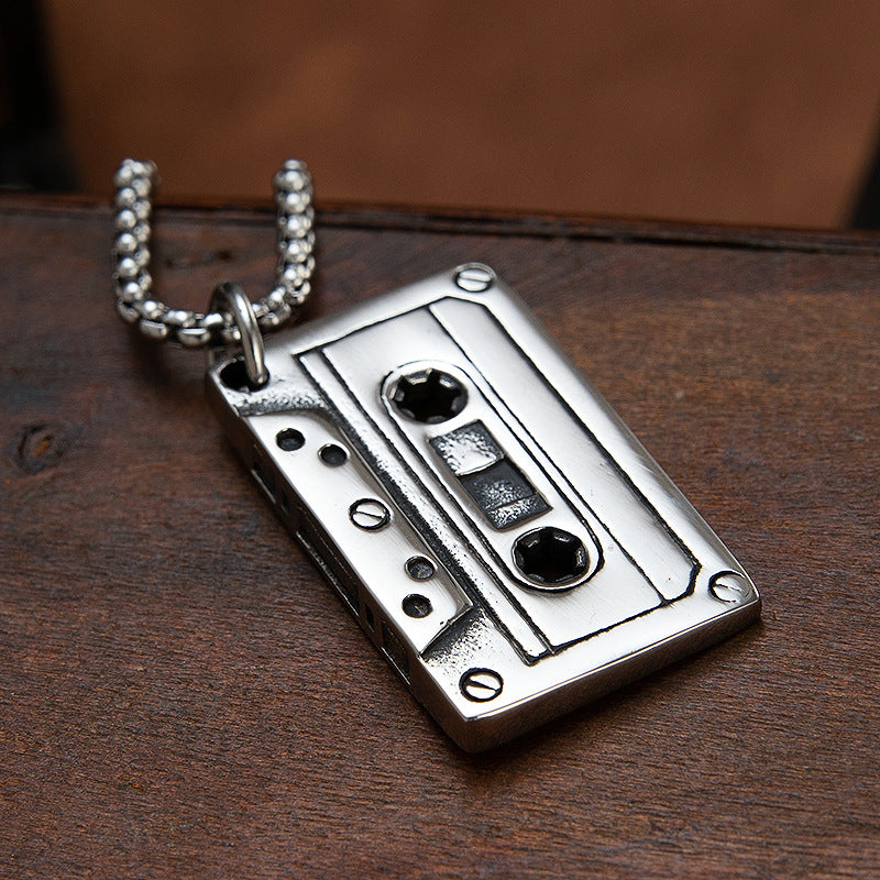 Planderful Vintage Cassette Tape Pendant Durable Titanium Steel Unisex Jewelry For Punk Rock Fans