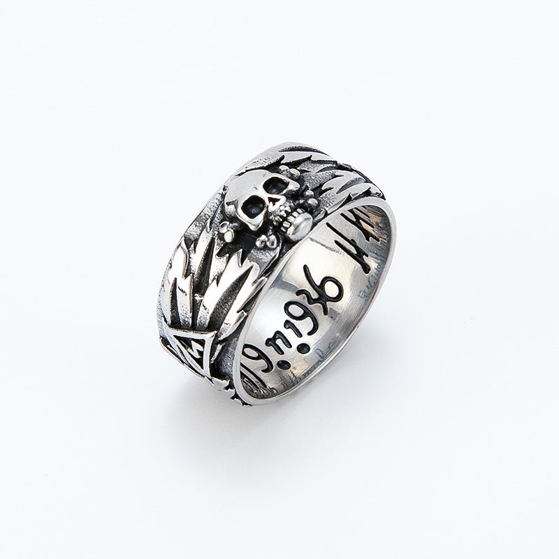 Planderful Skull Couple Ring Stainless Steel Men Unisex Cross Emblem Durable Protection Statement Jewelry