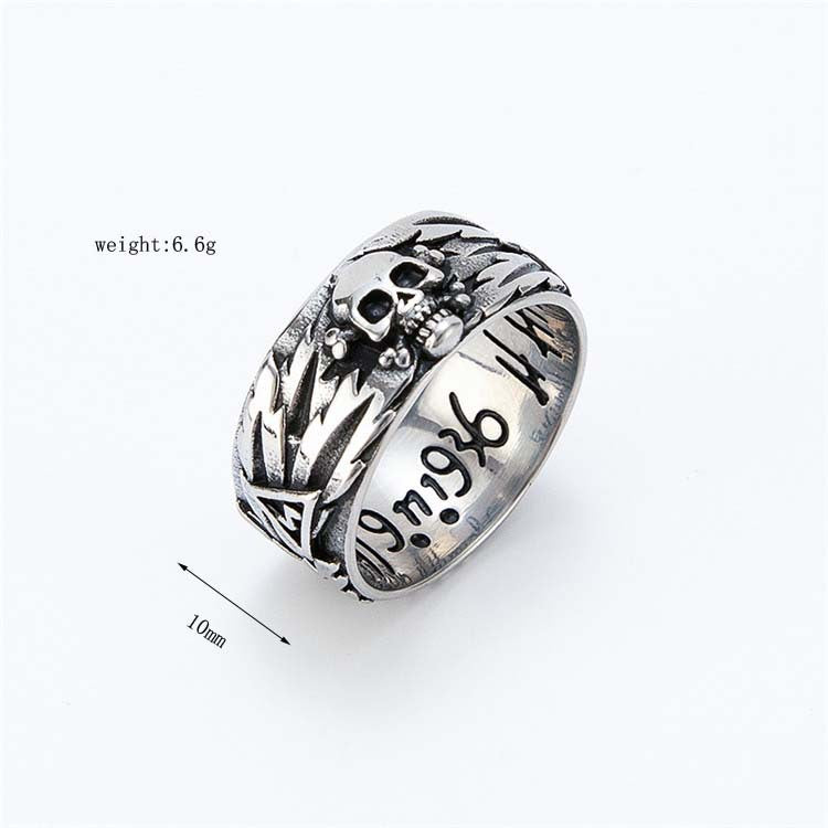 Planderful Skull Couple Ring Stainless Steel Men Unisex Cross Emblem Durable Protection Statement Jewelry