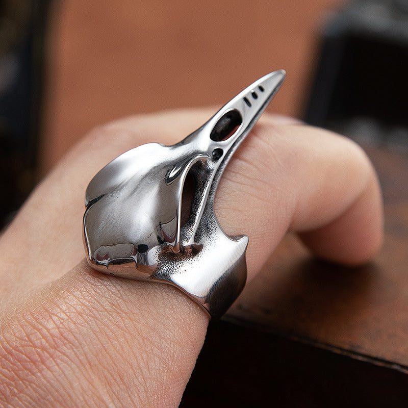 Woodpecker Skull Ring Unisex Stainless Steel Bold Protection Statement Planderful Everyday Genie