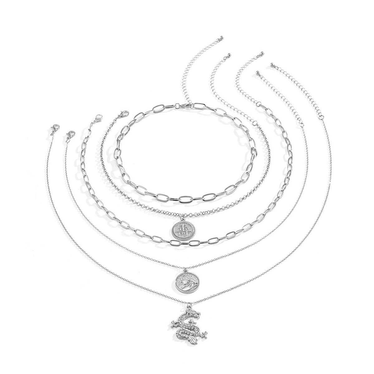 Planderful Dragon Necklace For Women Vienna Verve Multi Layer Geometric Pendant With Zircon Statement