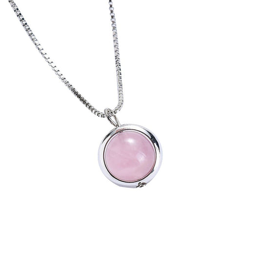 Korean Edition Sterling Silver Crystal Necklace with Peach Blossom Design