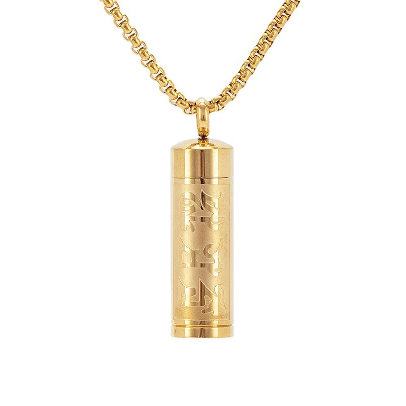 Tibetan Scripture Rune Pendant Box Necklace Openable For Unisex Spiritual Protection Planderful Everyday Genie