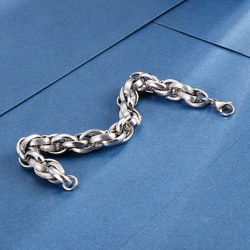 Stylish Japan and Korea Street Trend Men's Multifunctional Necklace and Bracelet in Stainless Steel