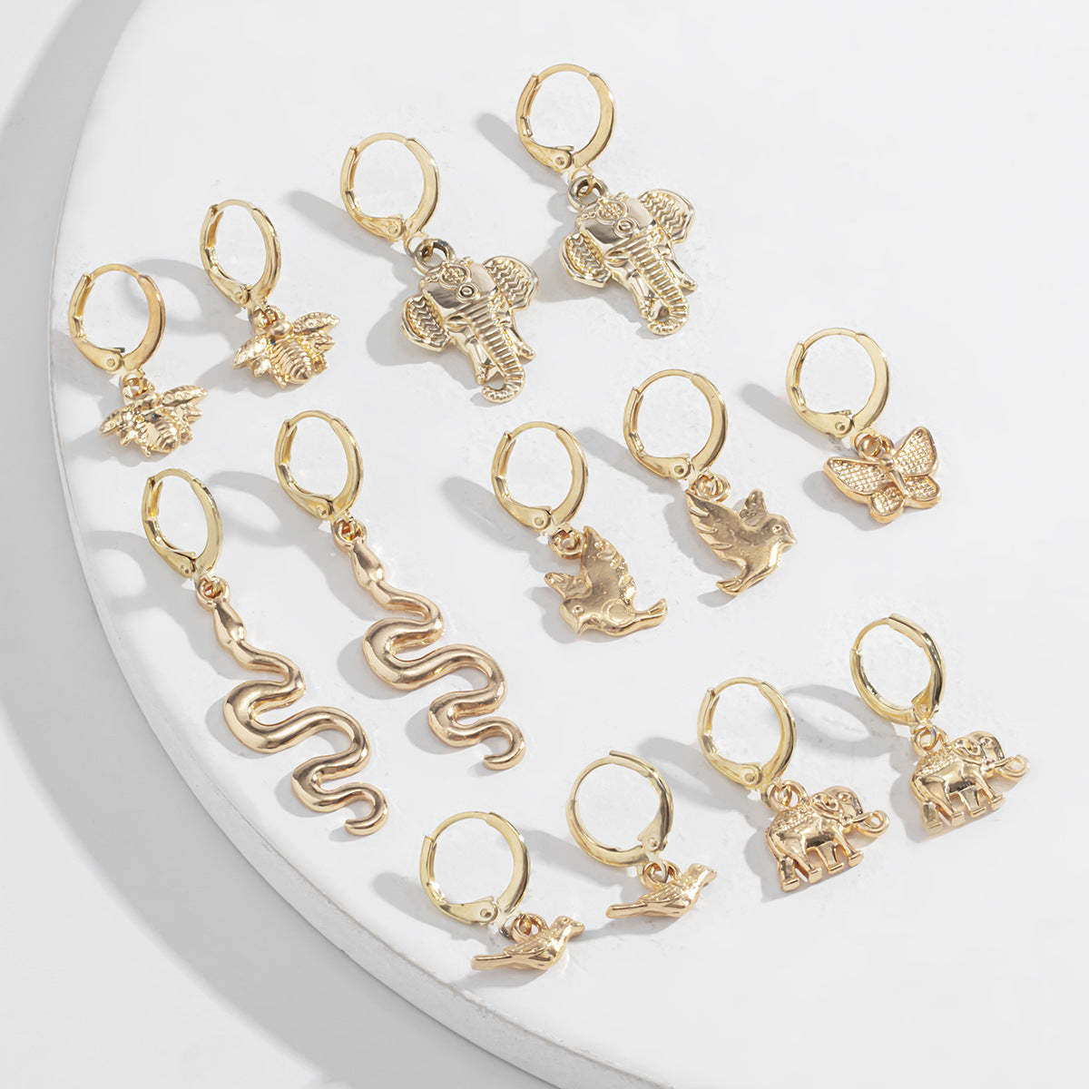 Elegant Handmade Alloy Earrings with Geometric and Butterfly Design for Women