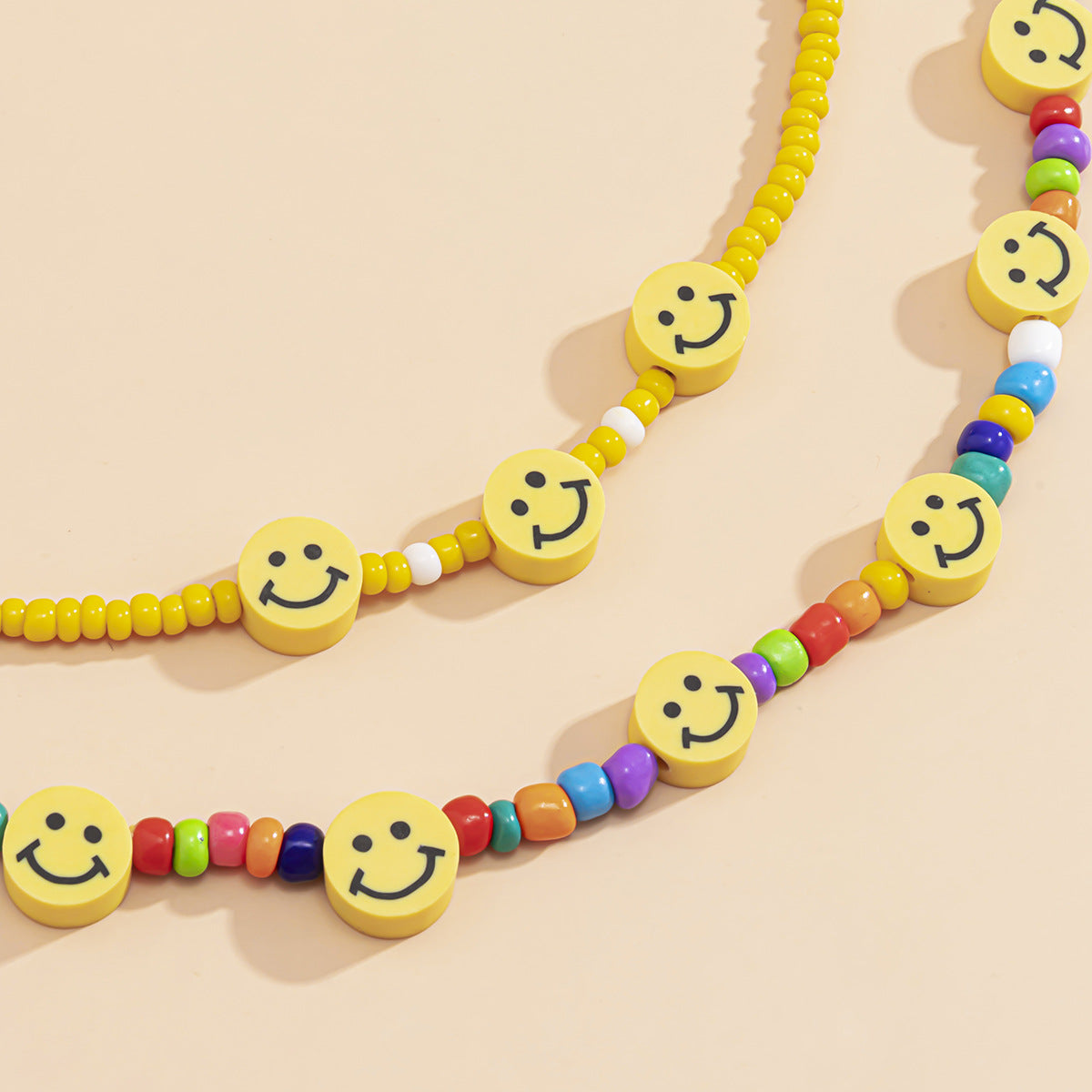 Planderful Vienna Verve Necklace For Women Geometric Beaded Jewelry With Colorful Smileys And Punk Edge