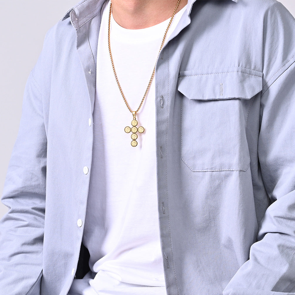 Planderful Everyday Genie Cross Necklace Titanium Steel Pendant for Men Women Jewelry Gift
