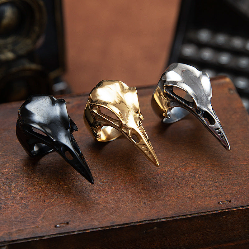 Woodpecker Skull Ring Unisex Stainless Steel Bold Protection Statement Planderful Everyday Genie